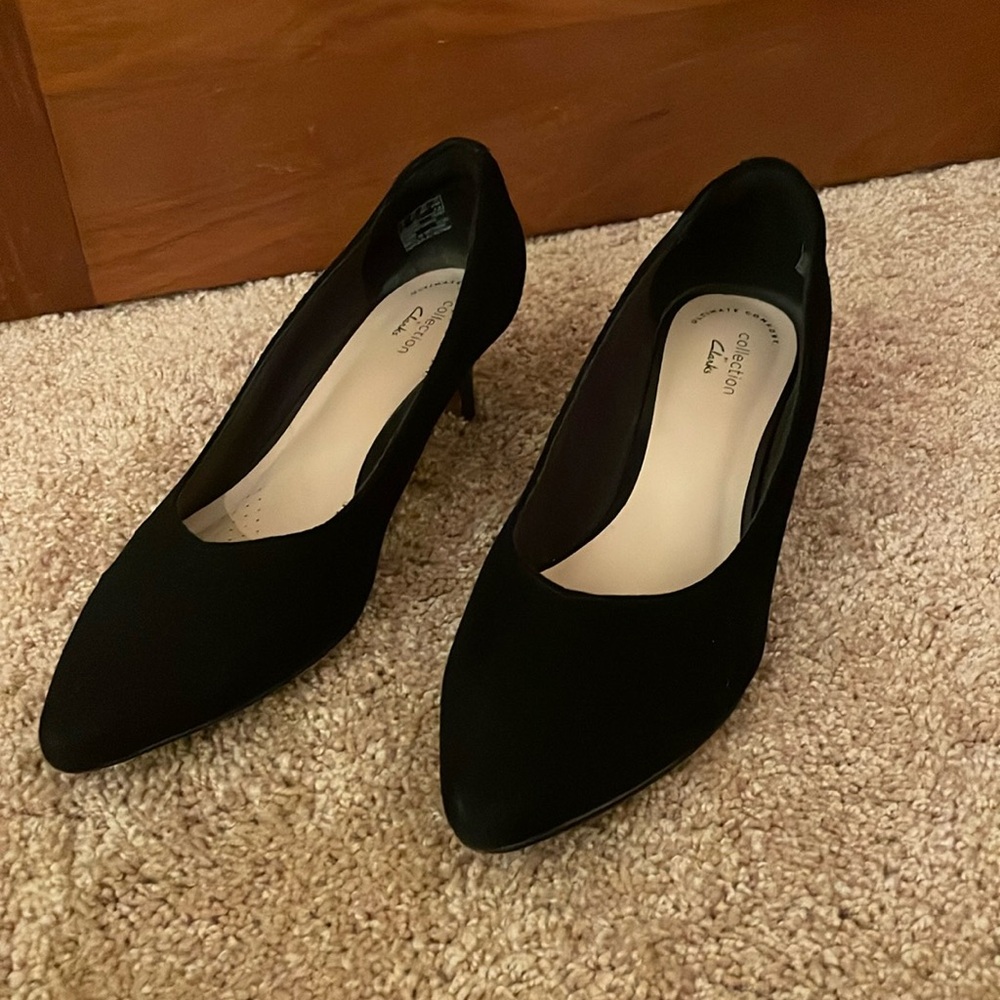 Clarks Collection Ultimate Comfort Black Suede Heels